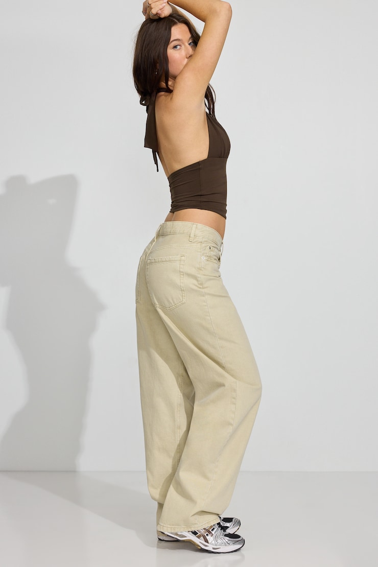 Low Rise Baggy Pants Beige - Image 2
