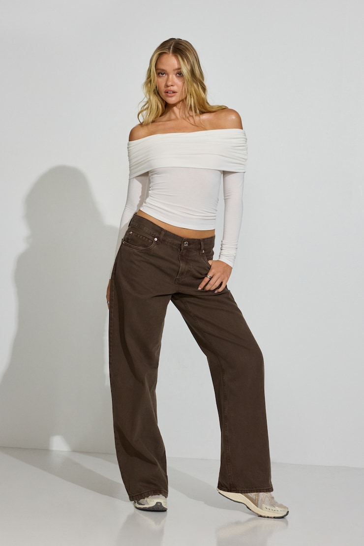 Low Rise Baggy Pants Brown - Image 2