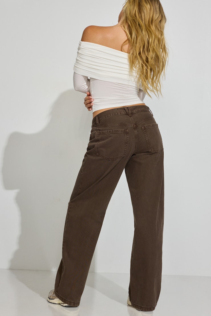 Low Rise Baggy Pants Brown - Image 3
