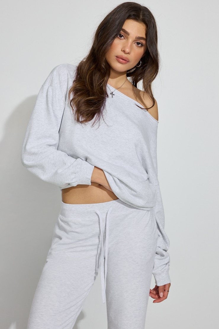 SoftTerry Off Shoulder Sweatshirt GREYS - Image 2