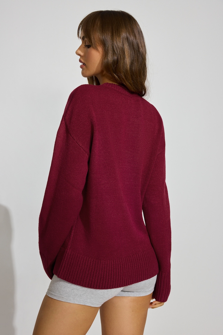 Roxy Long Sleeve Supersoft Crewneck Sweater Burgundy - Image 4