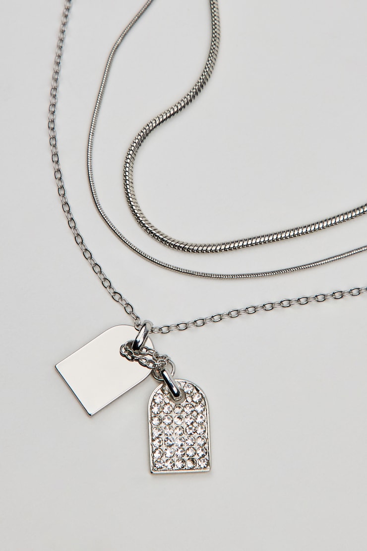 Set of 3 Dog Tags Necklaces Gray - Image 3