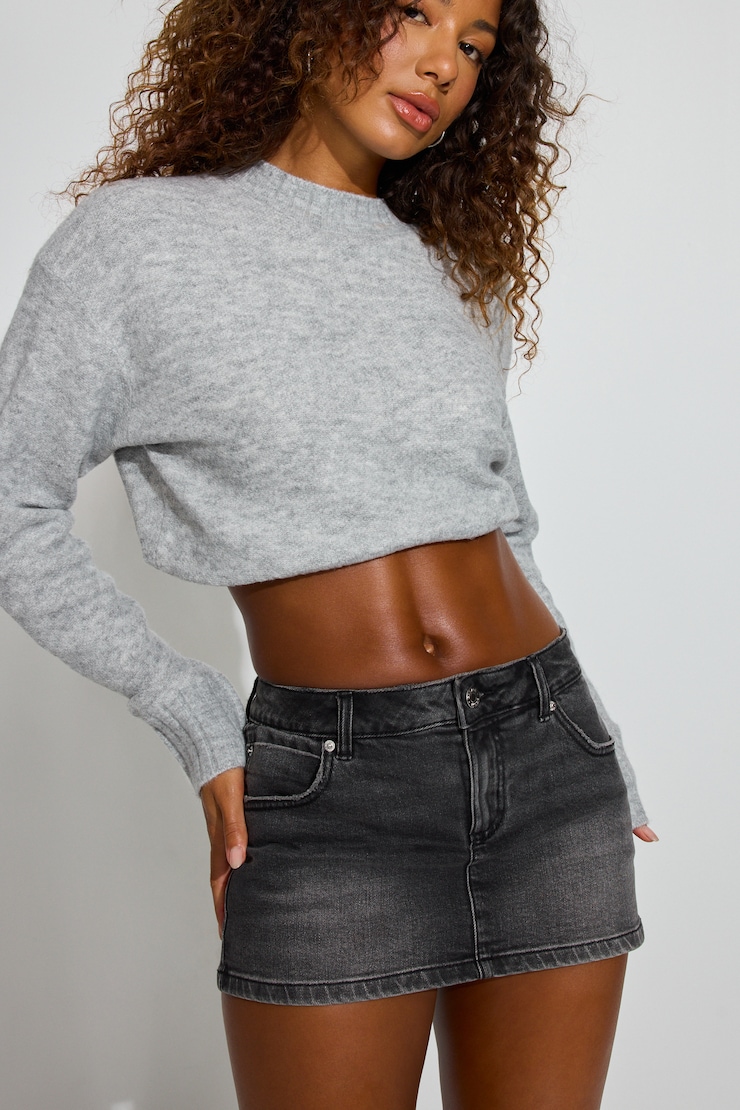 Denim Micro Skort Black - Image 3