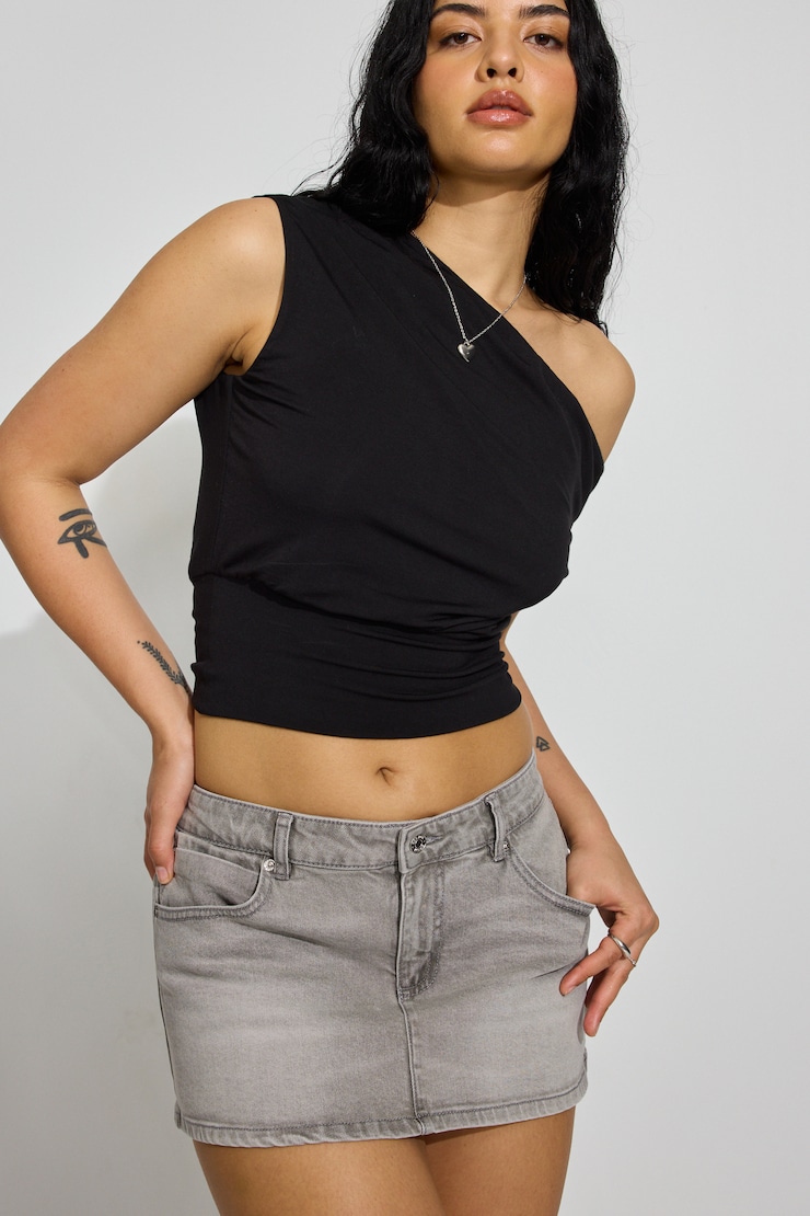 Denim Micro Skort Black - Image 3
