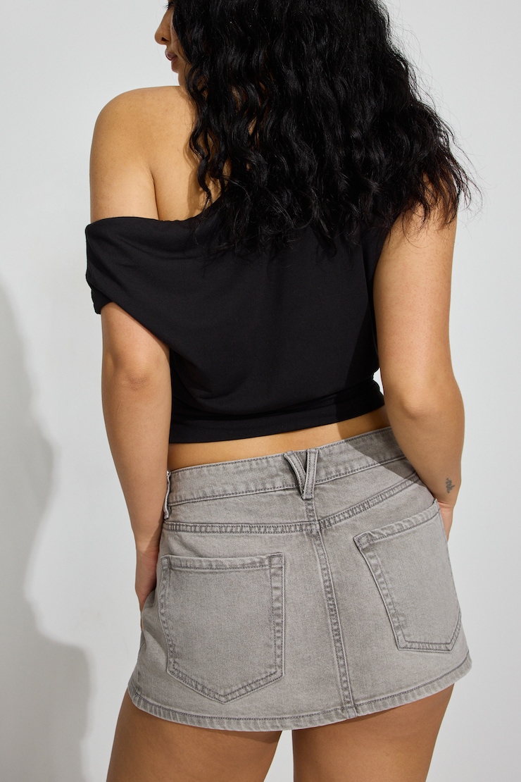 Denim Micro Skort Black - Image 4