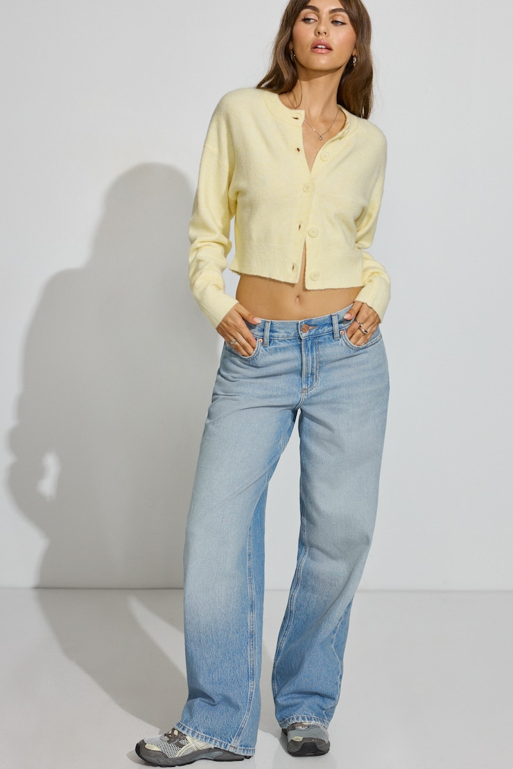 Renee Spongy Cropped Cardigan Yellow - Image 3