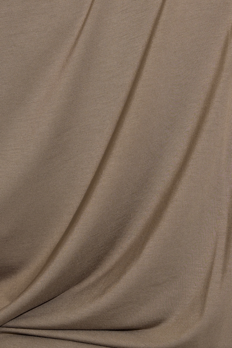 Off Shoulder Draped Mini Dress Brown - Image 5