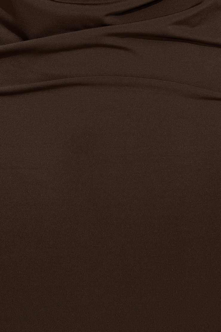 Deep Plunge Cowl Neck Mini Dress Brown - Image 5