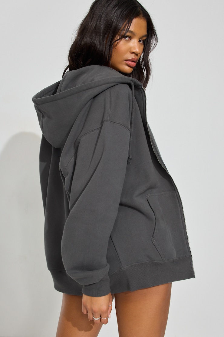 SoftTerry Oversized Zip-Up Hoodie Gray - Image 4
