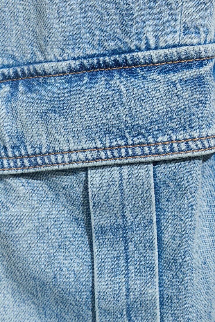 Low Rise Baggy Cargo Jeans Blue - Image 4