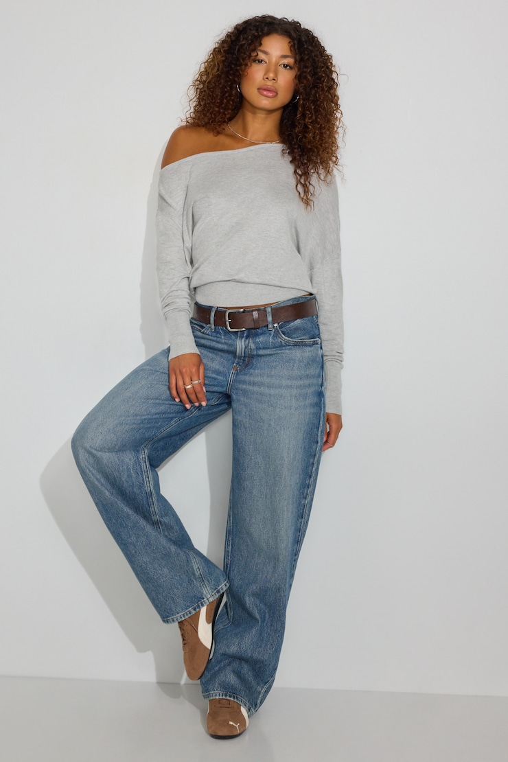 Rae Asymmetric Fine Sweater Gray - Image 2