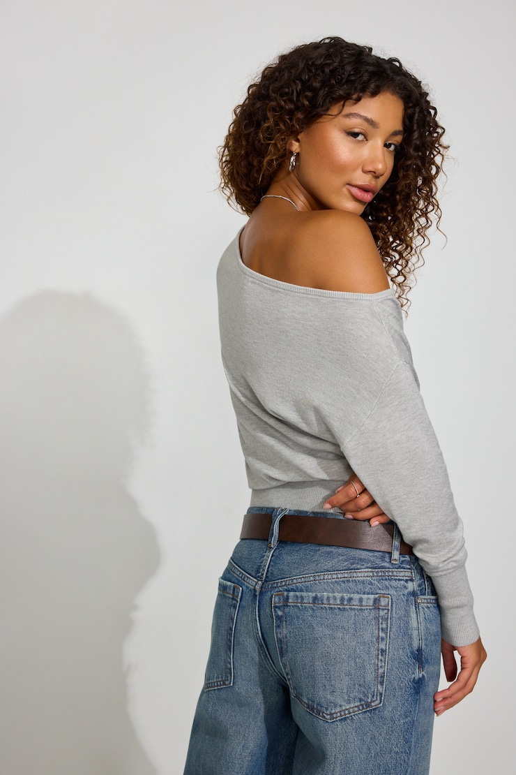 Rae Asymmetric Fine Sweater Gray - Image 4