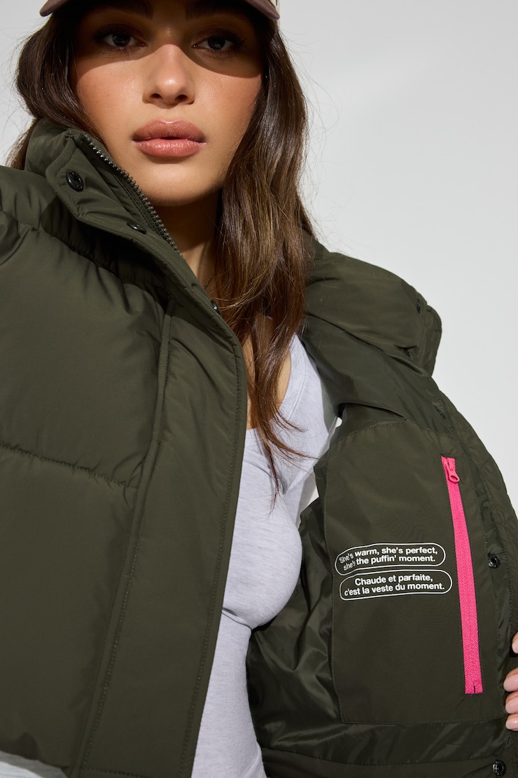 Mini Puff Vest Khaki - Image 6