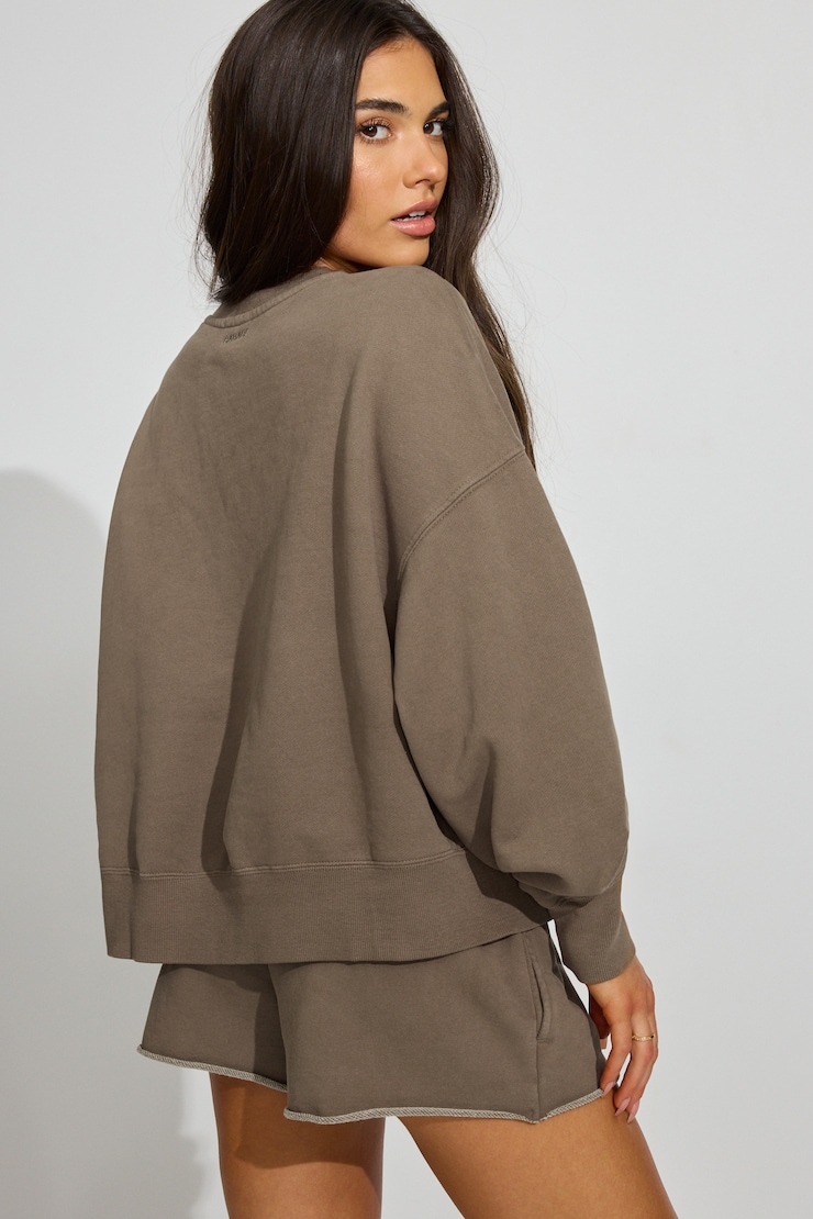 SoftTerry Bubble Crewneck Sweatshirt Brown - Image 4