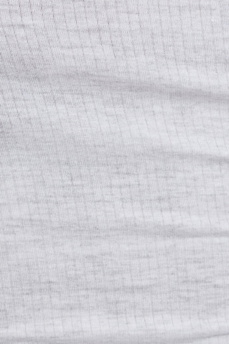 Sheer Ribbed Henley Long Sleeve Top Gray - Image 4