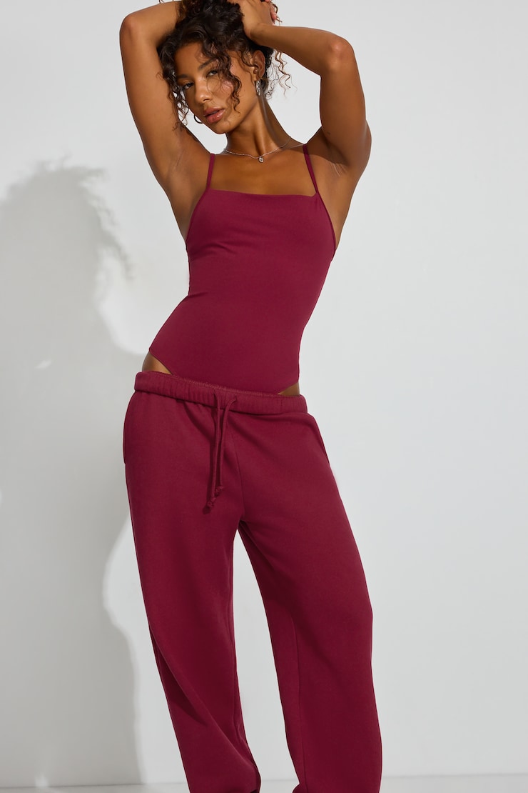 Cageback Bodysuit Burgundy - Image 2