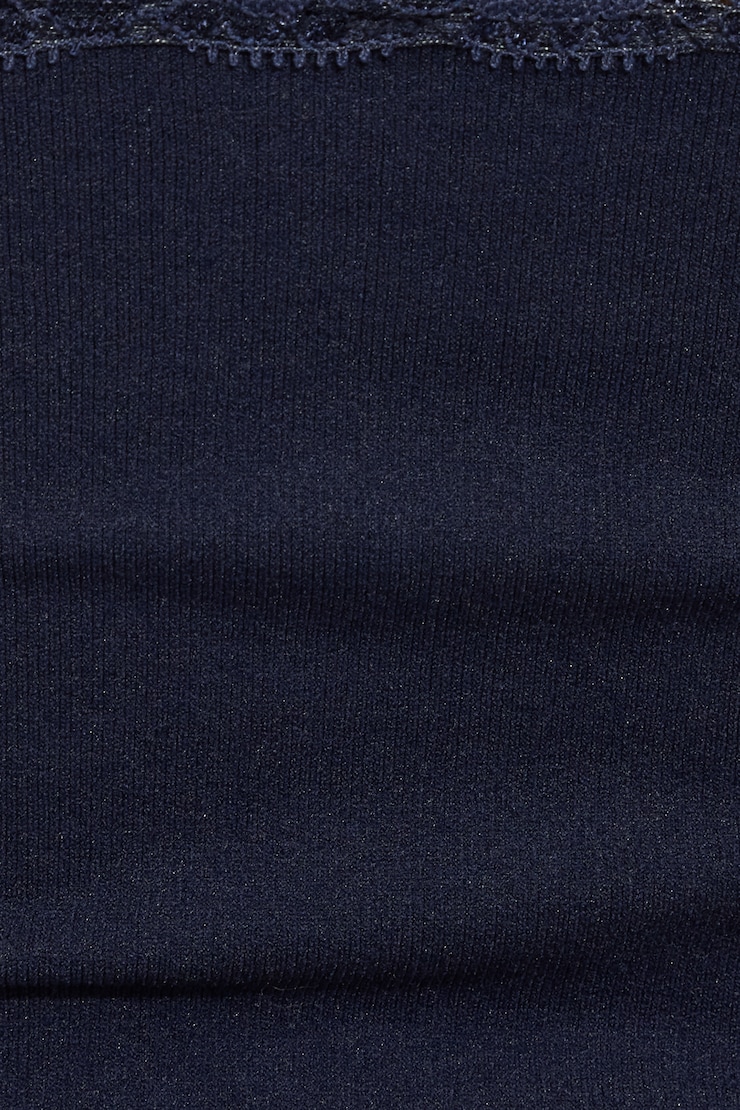 Seamless Lace Trim Cami Top Navy - Image 4