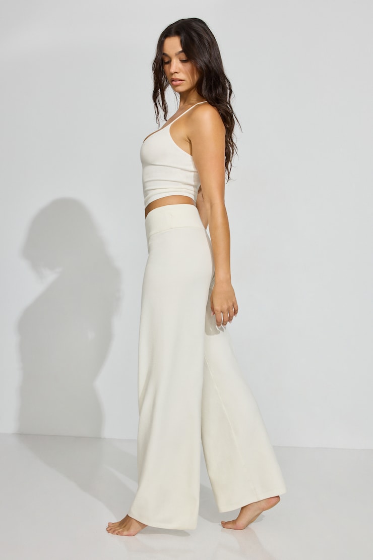 Chenille Low Rise Pants Beige