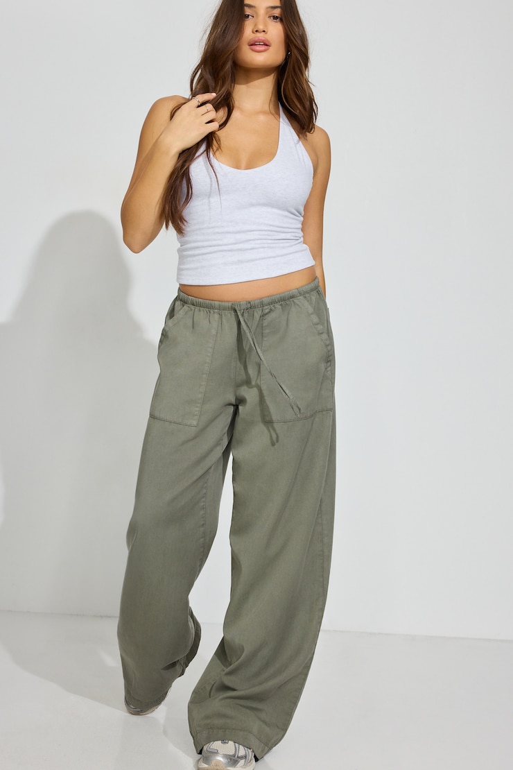 Twill Pull-On Pants Green - Image 2