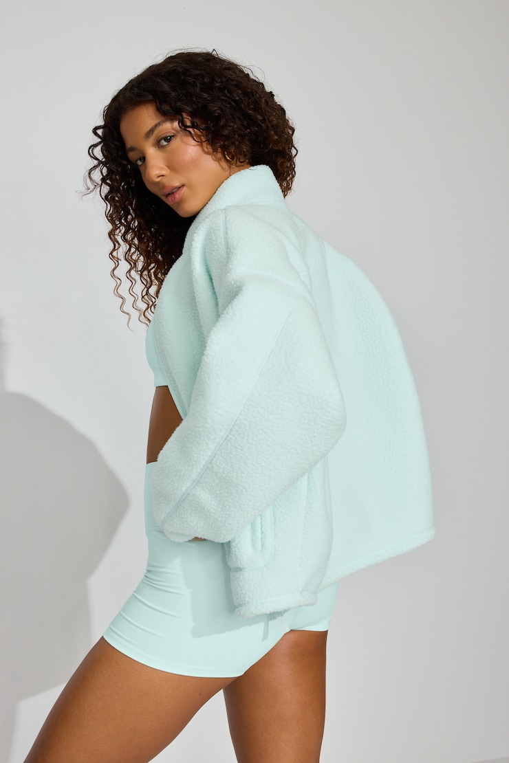 Sherpa Fleece Full Zip Jacket Blue - Image 3