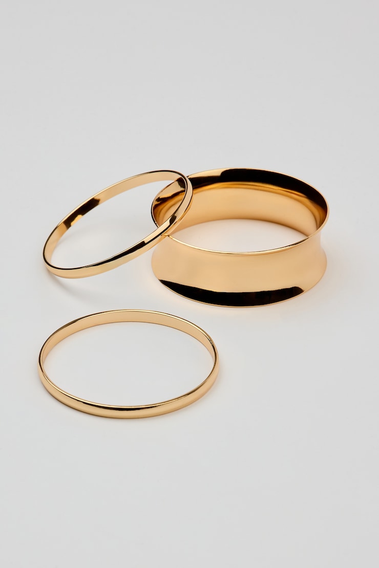 Set of 3 Convex & Wave Bangles Yellow - Image 2