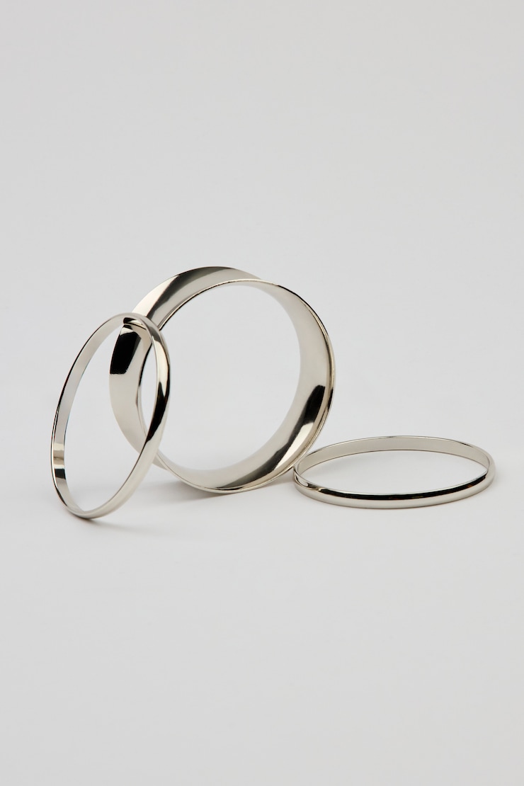 Set of 3 Convex & Wave Bangles Gray - Image 2
