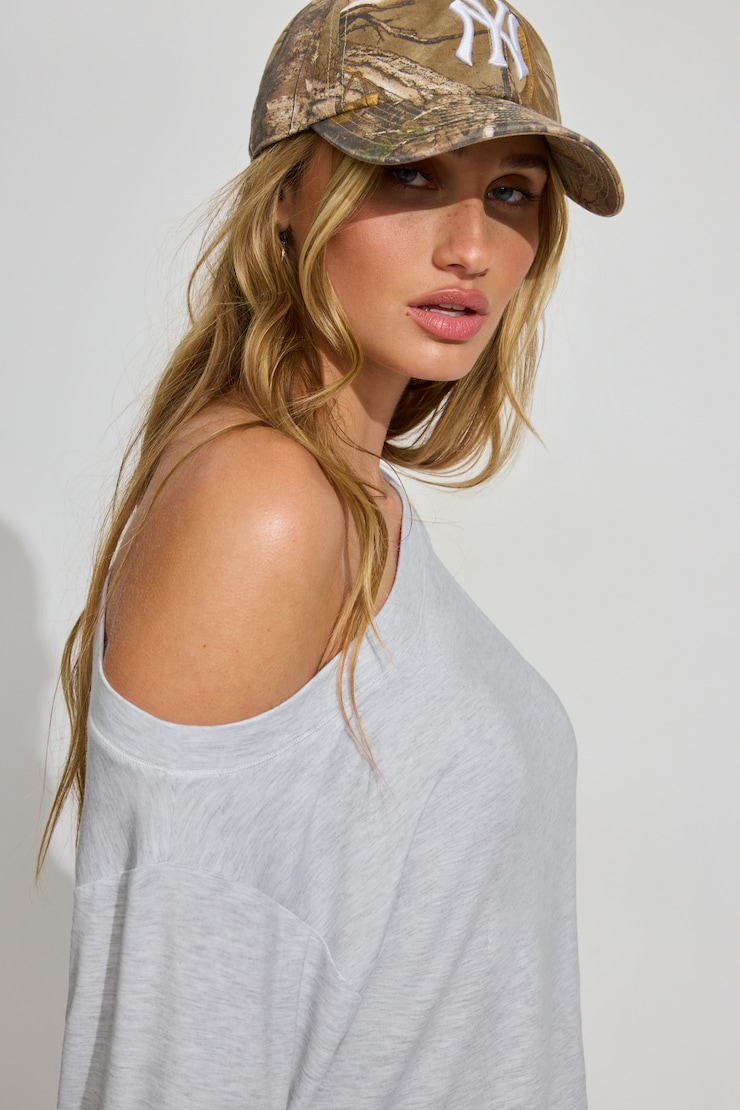 Wide Boat Neck Banded Tee Grey - Image 2